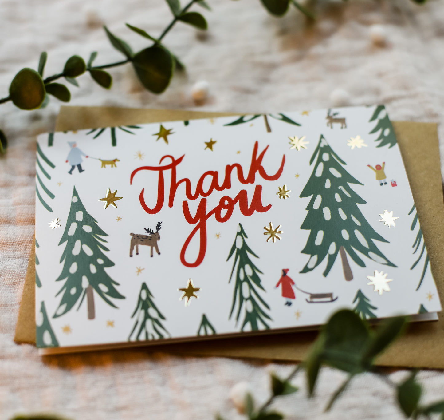 Snowy Christmas Walk Thank You | Foiled Charity Christmas Cards