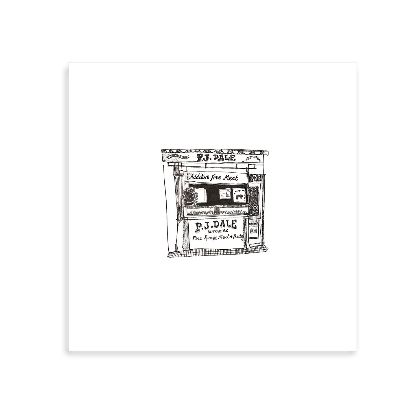 PJ Dale Butchers, Hampton Court - Giclee Illustrated Print