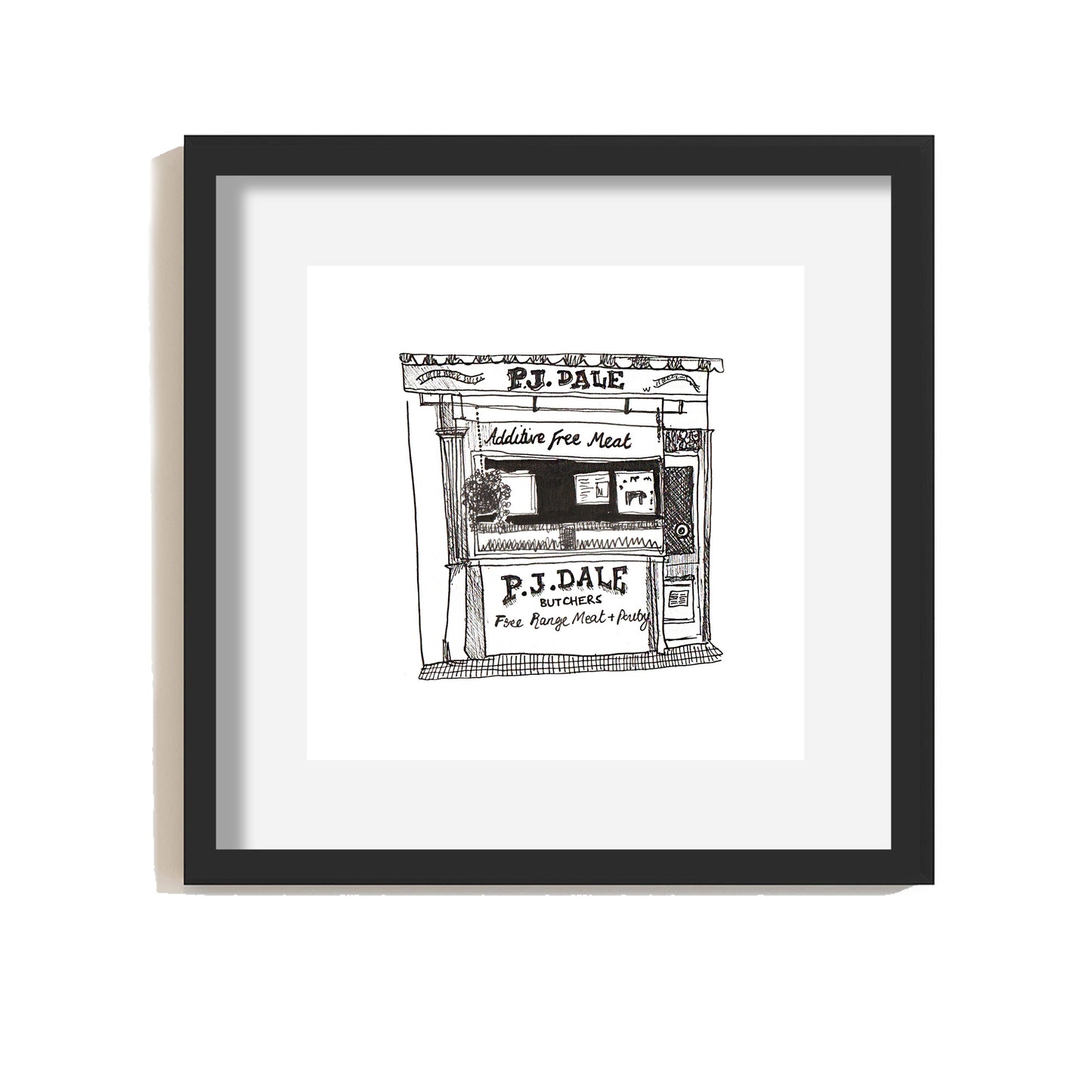 PJ Dale Butchers, Hampton Court - Giclee Illustrated Print