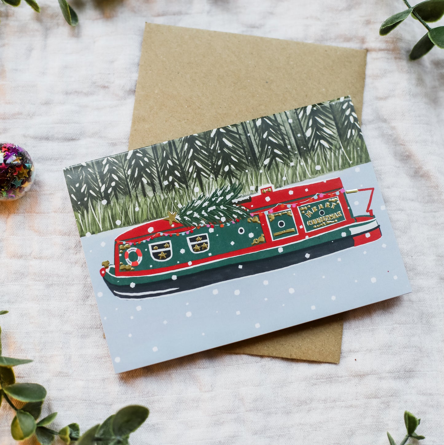 Christmas River Boat | Foiled Christmas Charity Cards