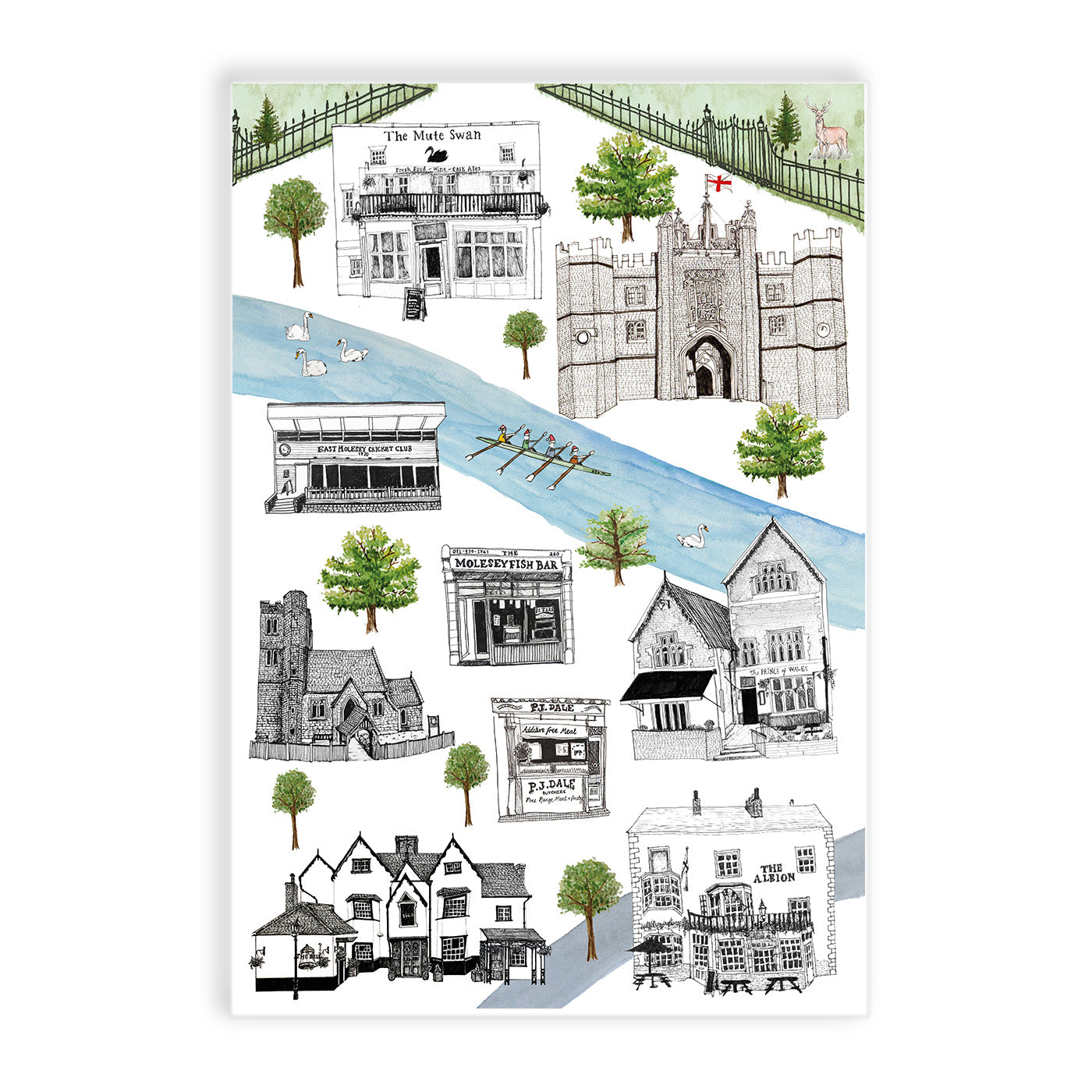 Molesey Map - Giclee Art Print