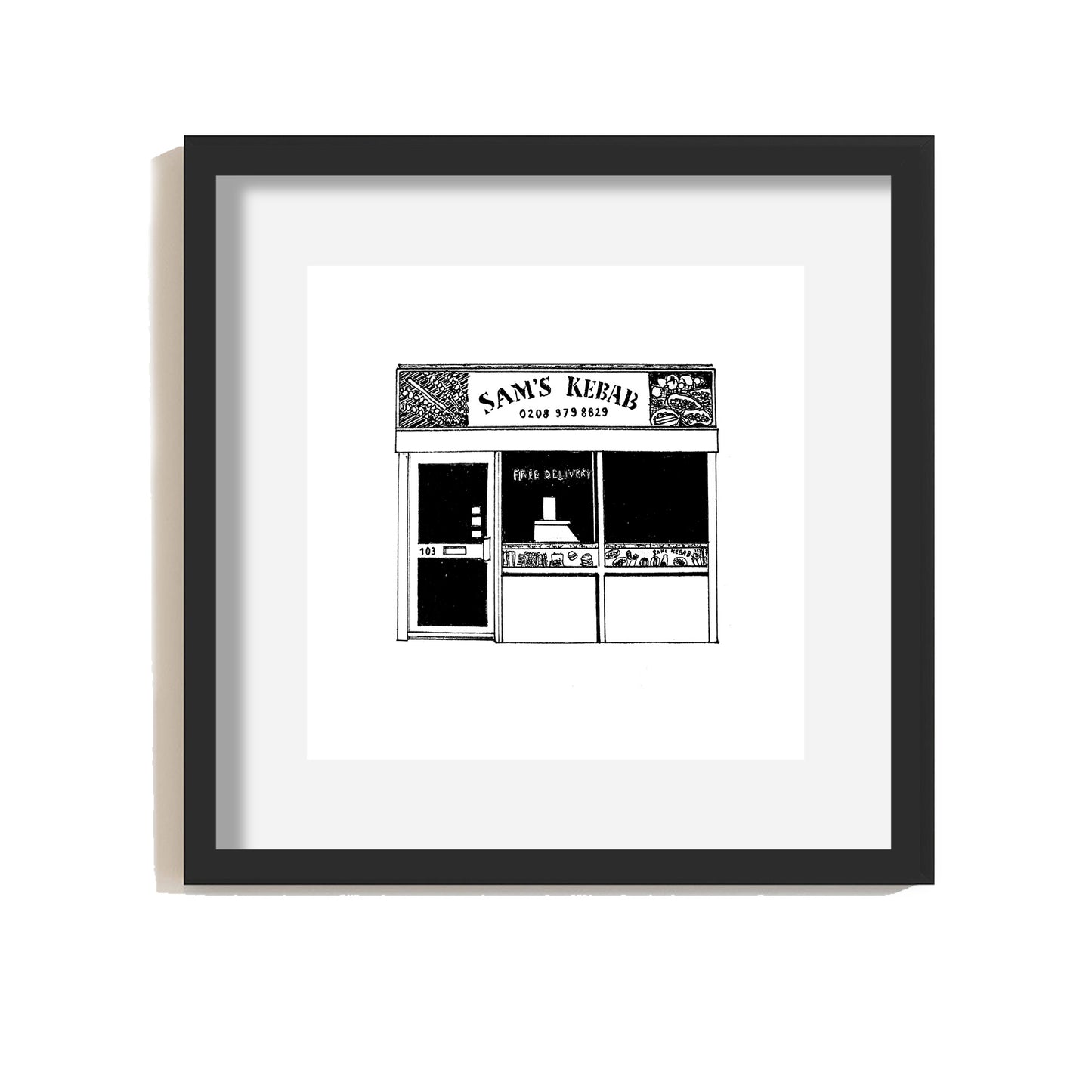 Sams Kebab, Molesey - Giclee Illustrated Print