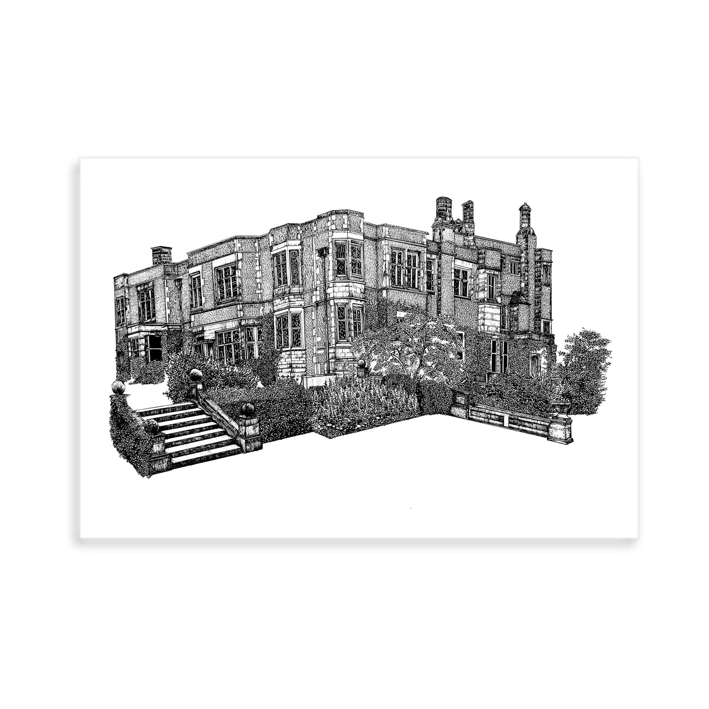 Thornbridge Hall, Derbyshire - Giclee Illustrated Print