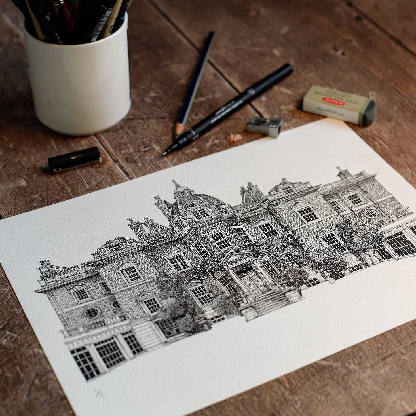 Hampton Court House Illustration - Giclee Art Print