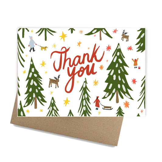 Snowy Christmas Walk Thank You | Foiled Charity Christmas Cards